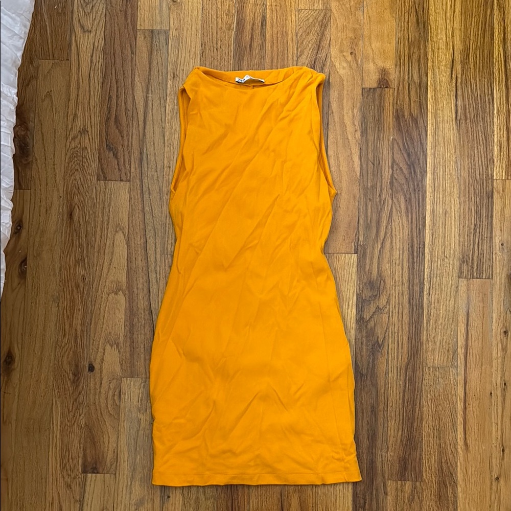 Zara Orange Halter Bodycon Mini Dress
